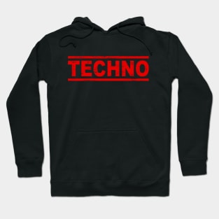 TECHNO MUSIC RED TEXT Hoodie